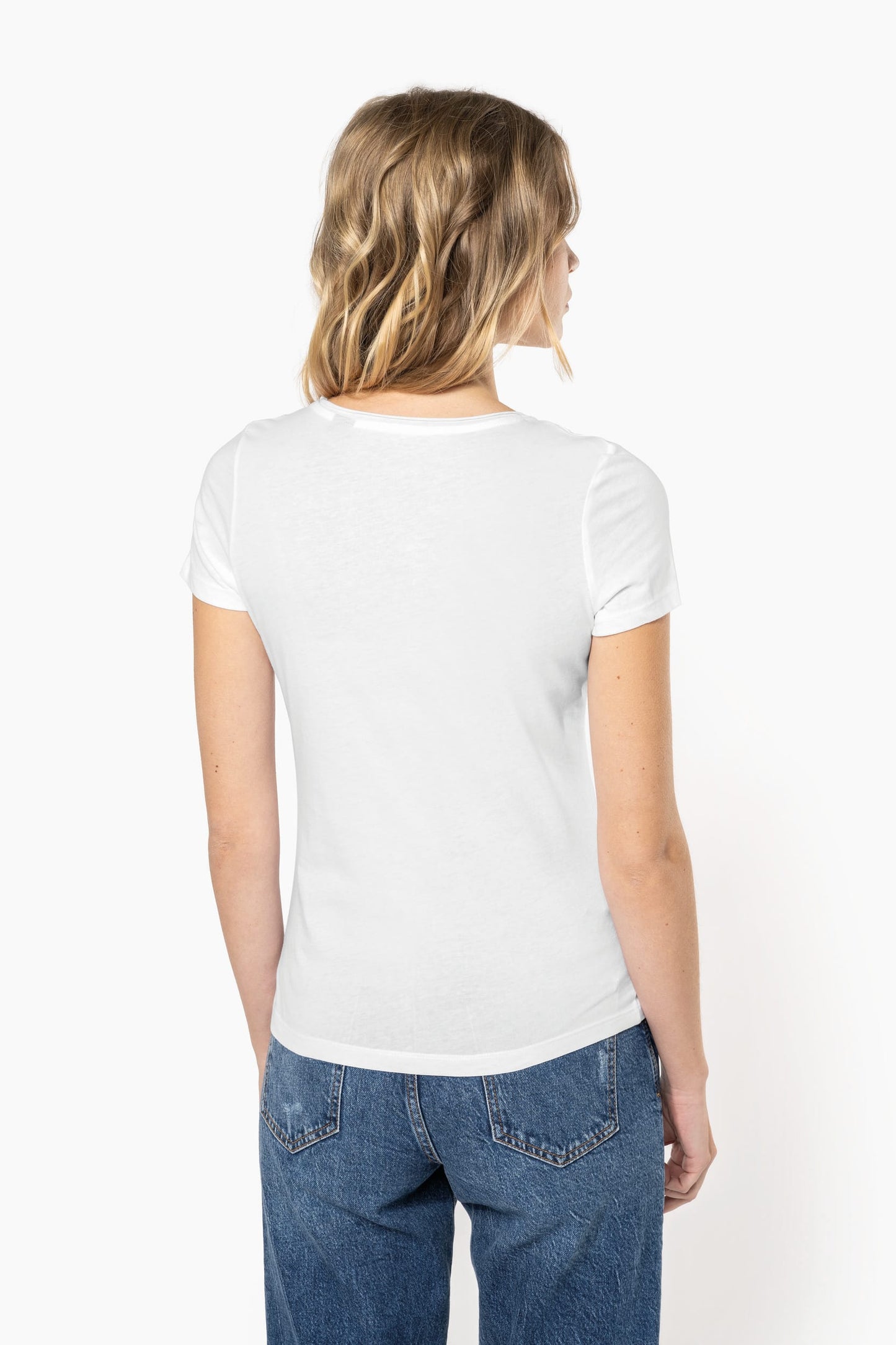 Camiseta orgánica con cuello sin costuras y manga corta mujer Kariban K399