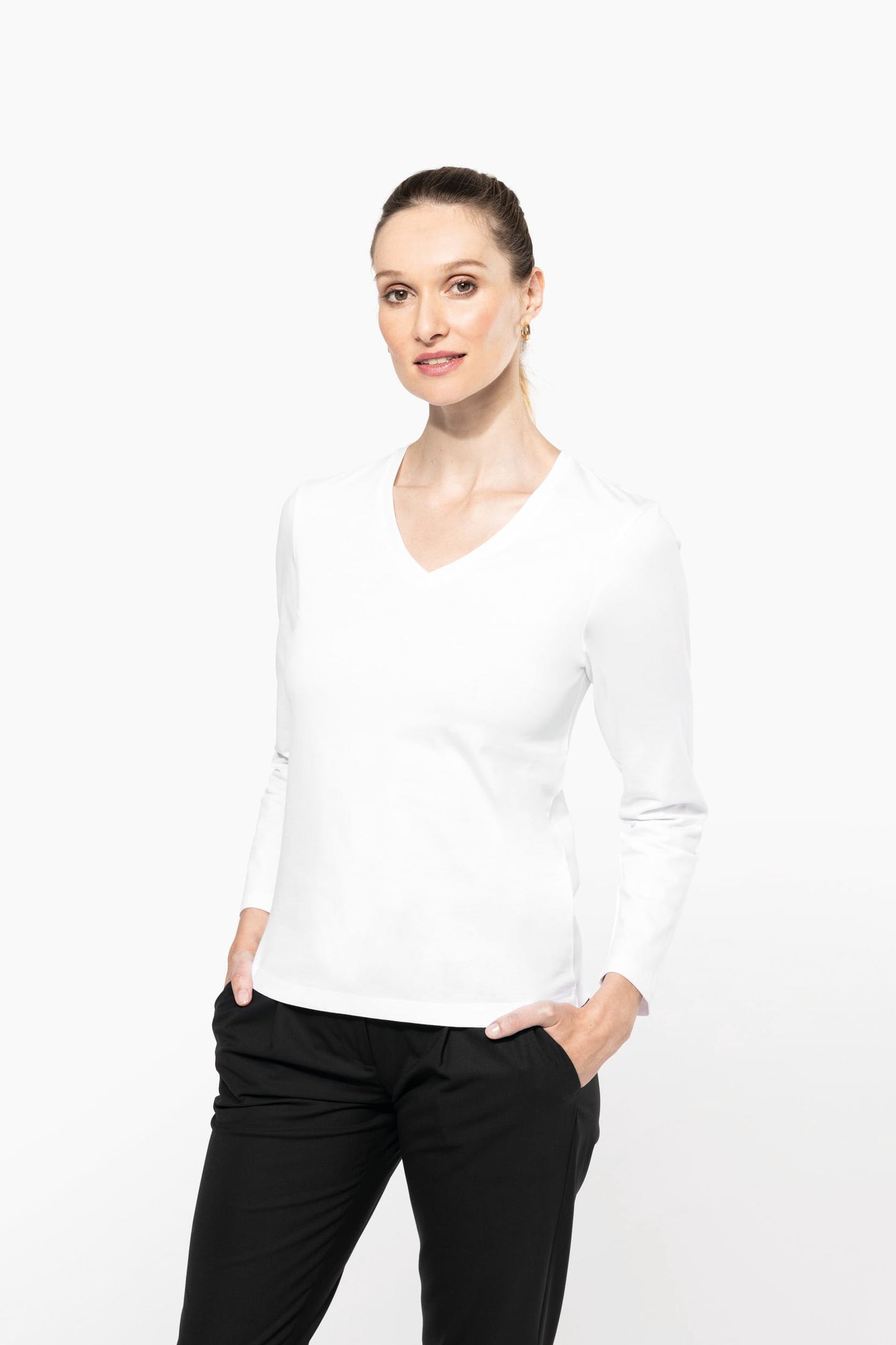 Camiseta Supima® cuello de pico manga larga mujer Kariban Premium PK307
