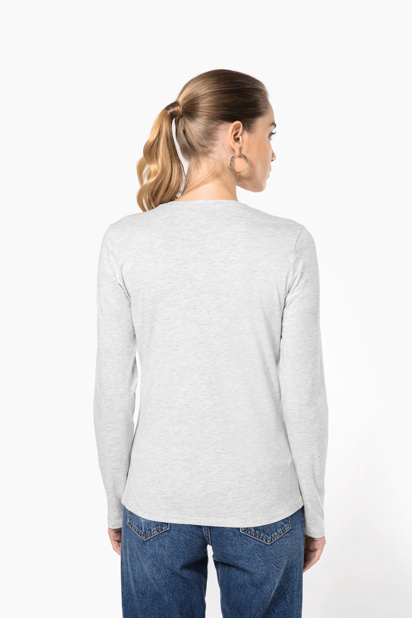 Camiseta de manga larga y cuello de pico mujer Kariban K382