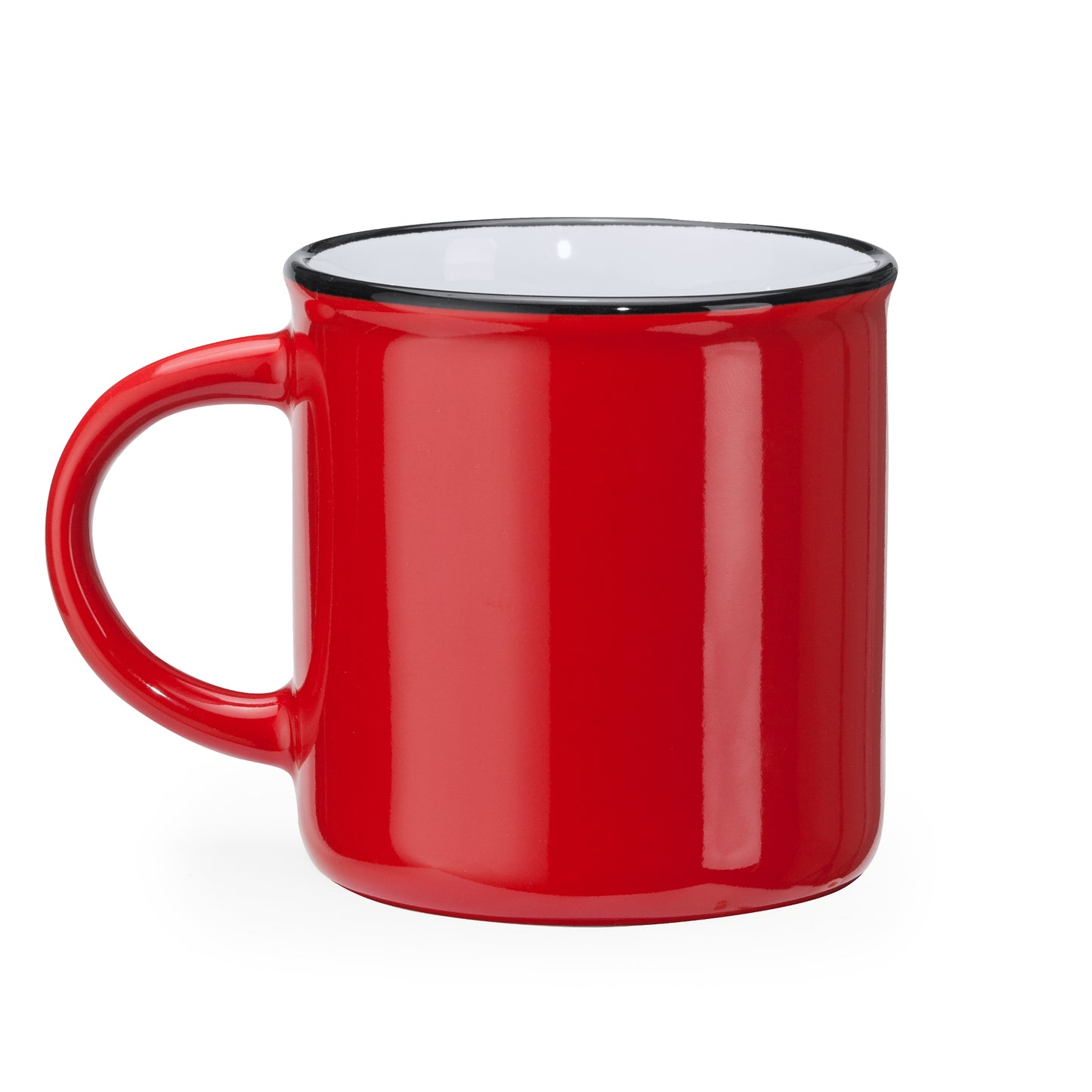 Taza de cerámica de estilo retro con asa redonda. Capacidad 300 ml.