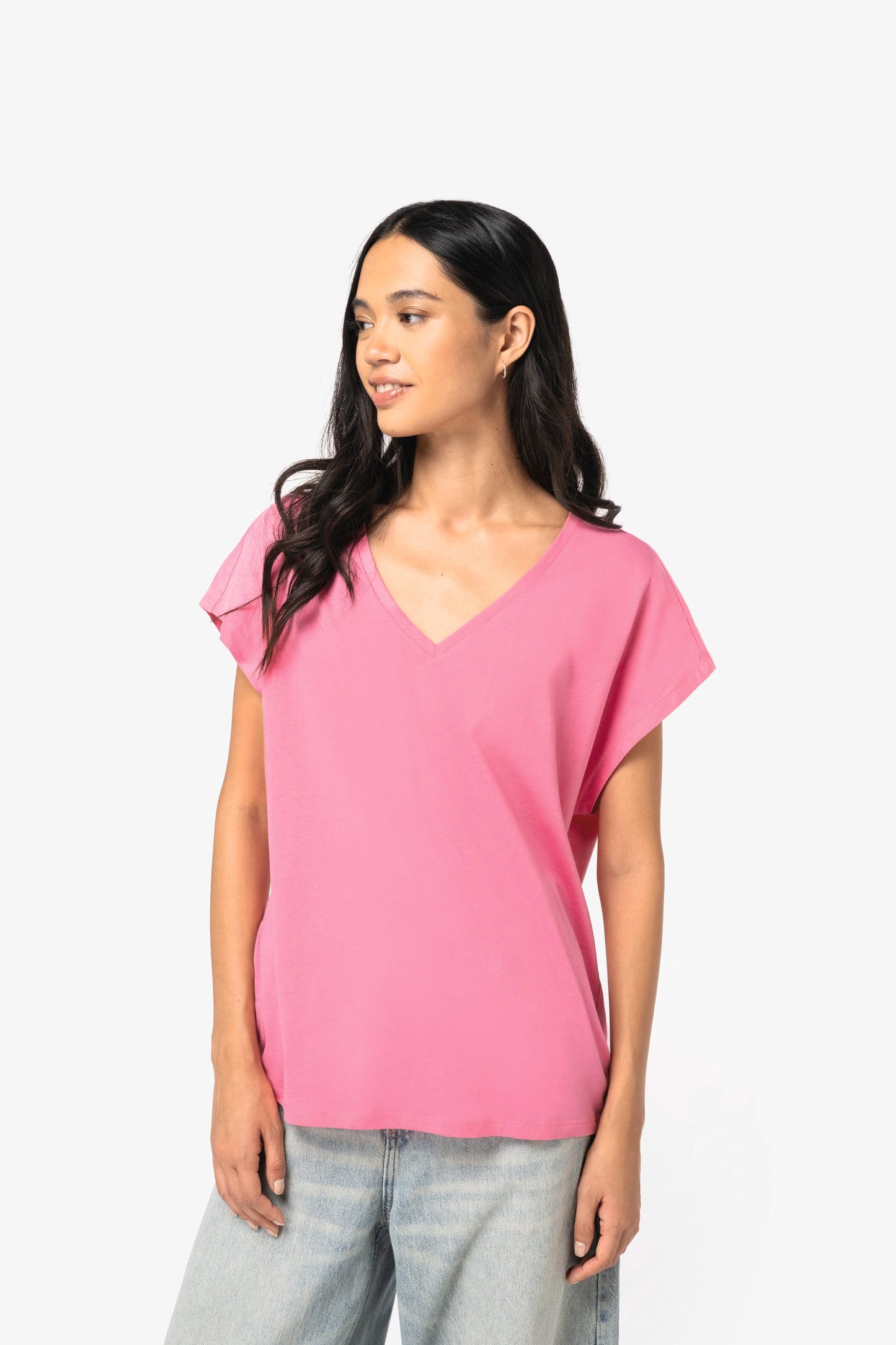 Camiseta ecorresponsable holgada con cuello de pico mujer Native Spirit NS312