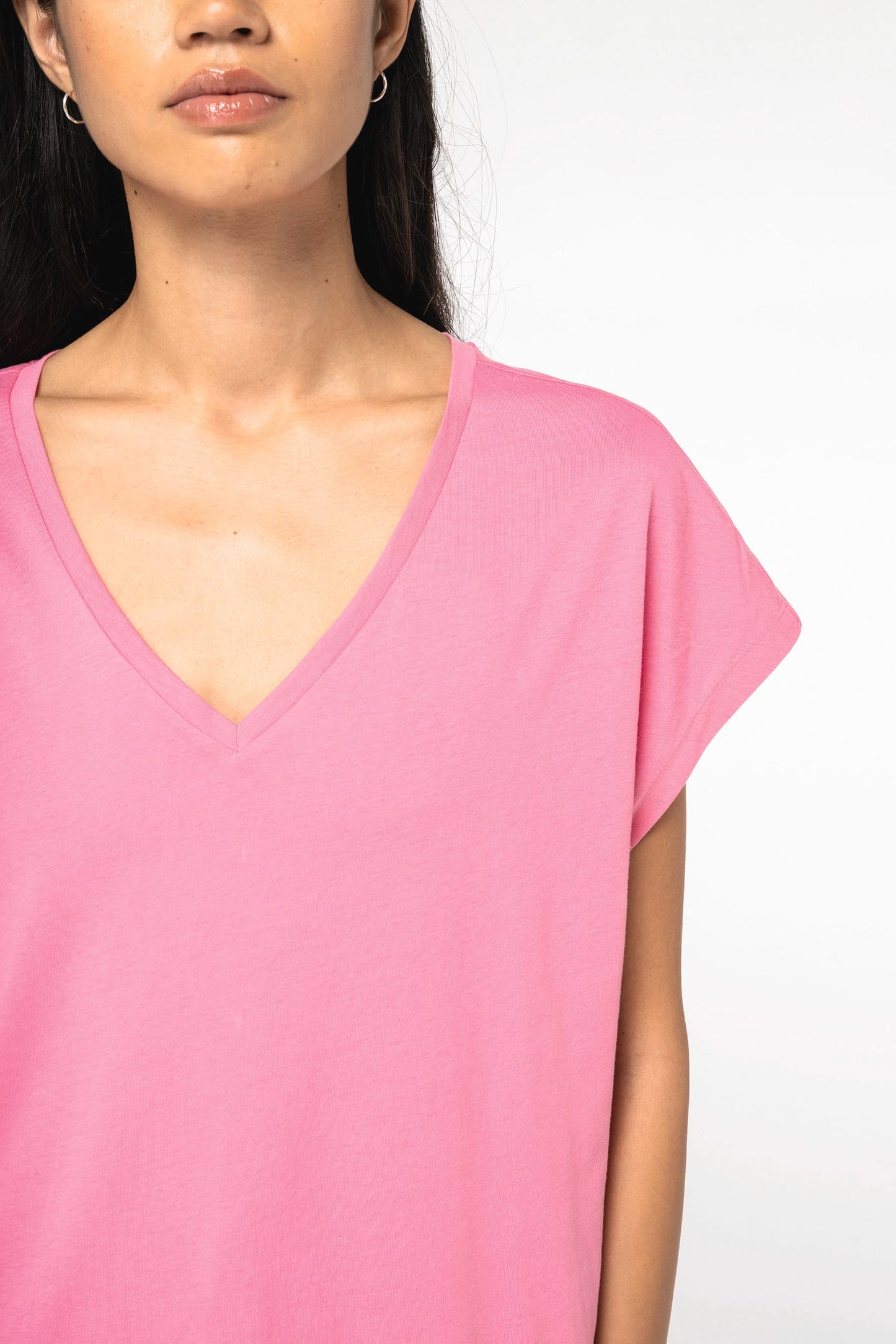 Camiseta ecorresponsable holgada con cuello de pico mujer Native Spirit NS312