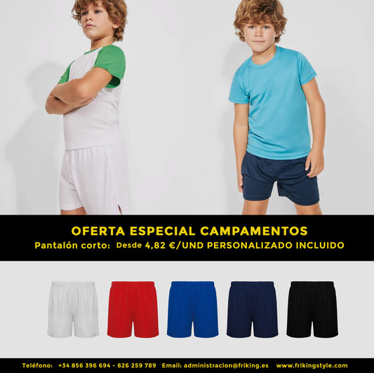 Pantalón Corto Infantil Personalizado para Campamentos de Verano