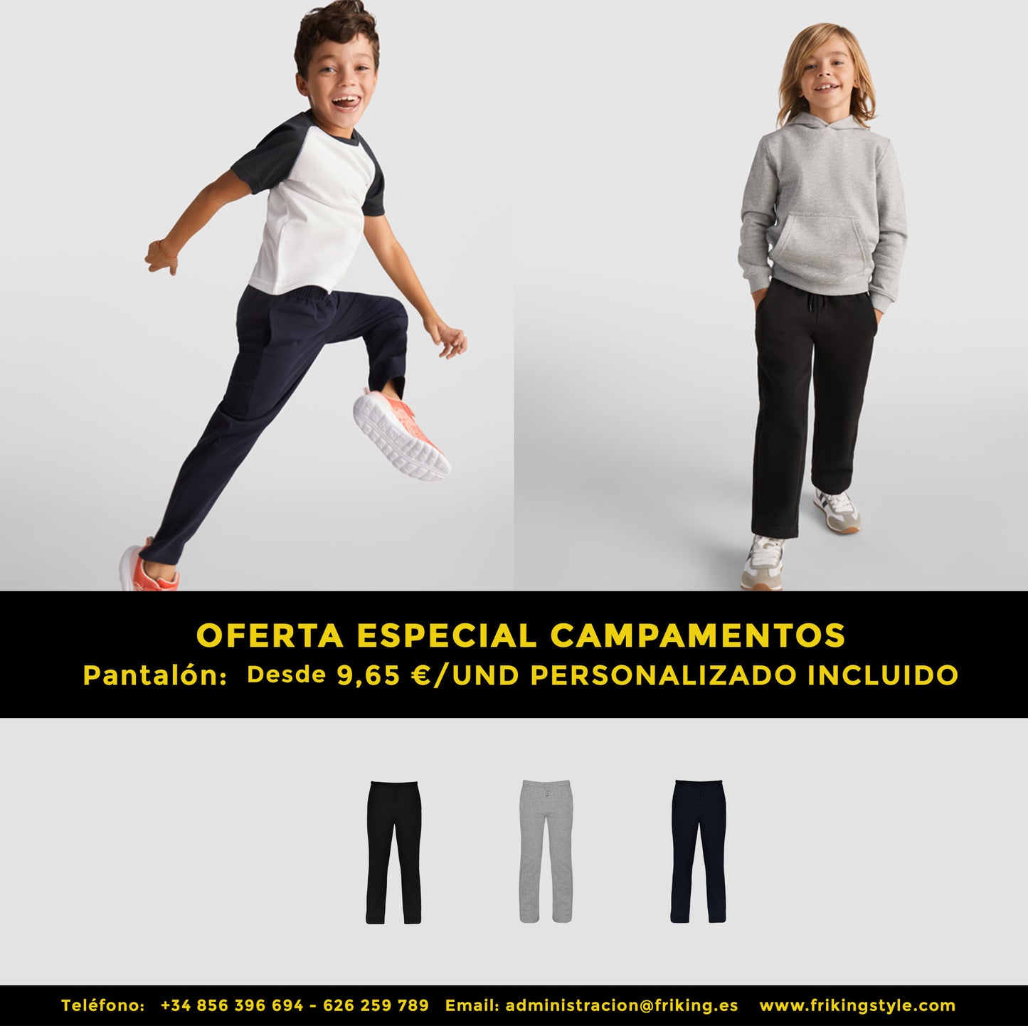Pantalón Largo de Chándal Infantil Personalizado para Campamentos de Verano